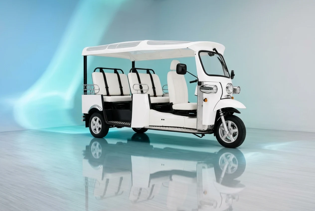 eTuk L5 Limo GT passenger seating and canopy studio view