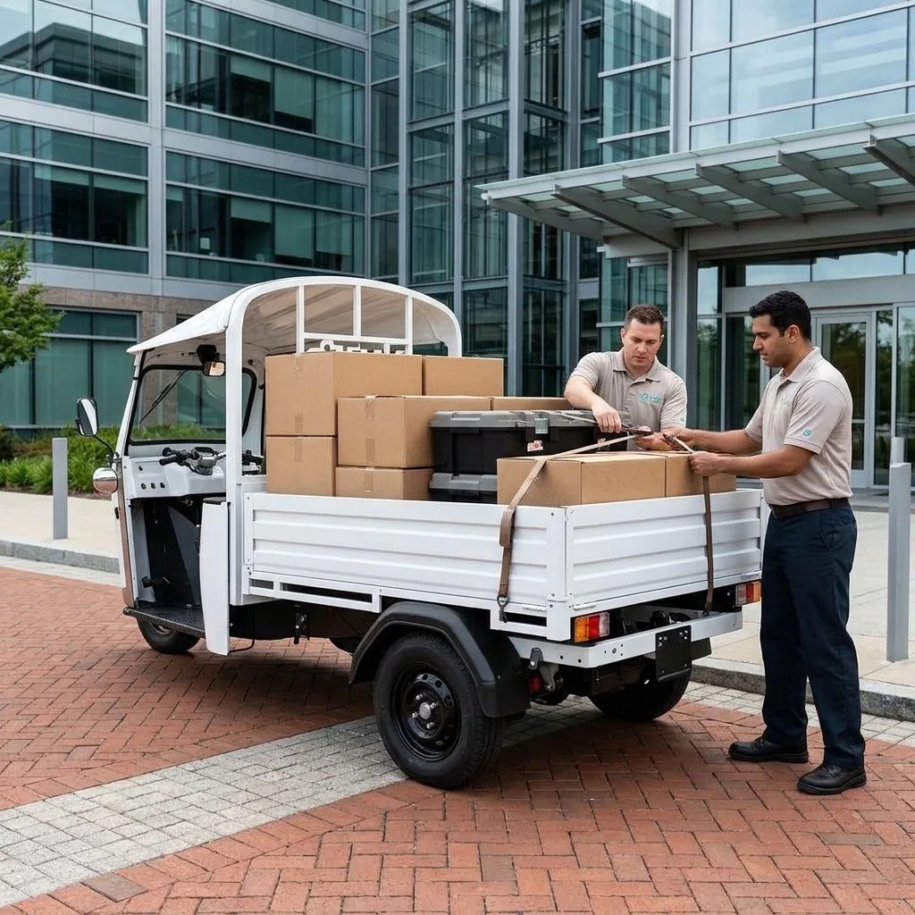 eTuk L5 Pickup electric work vehicle side angle