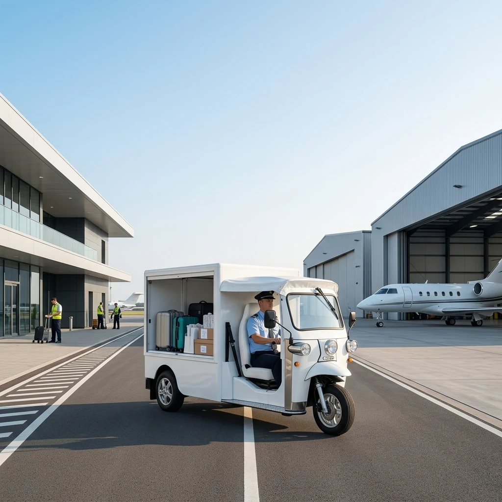 eTuk Cargo vehicle supporting aviation campus logistics